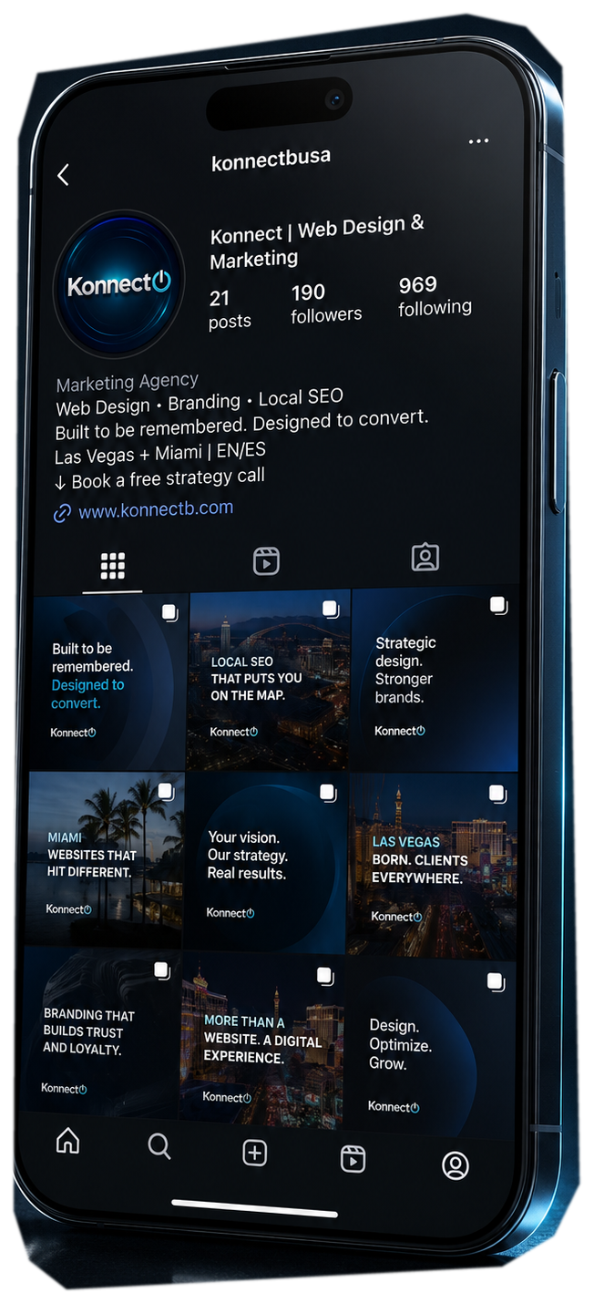 Sanitized real Instagram profile for Konnect at @konnectbusa in a premium device presentation